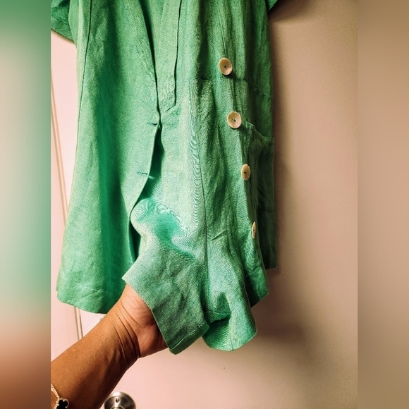 SHOW ME YOUR MUMU BICOASTAL BLAZER ROMPER IN Seafoam Linen Size XS - Picture 5 of 13